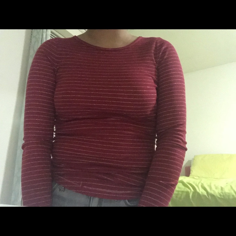 Red And White Striped Long Sleeve Shirt
